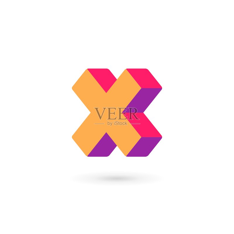 字母X交叉标志图标设计模板元素图标素材