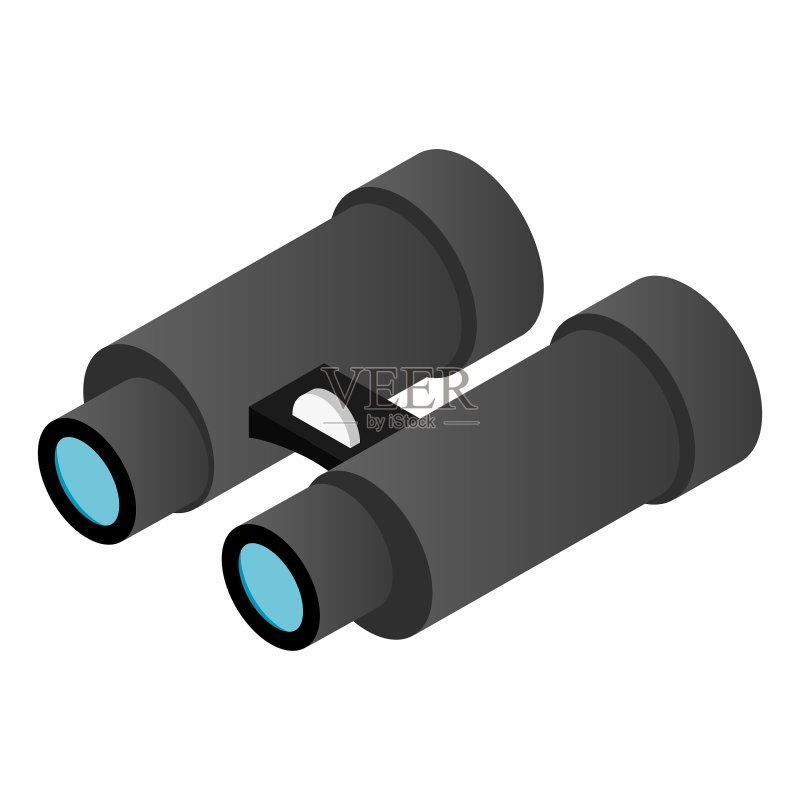 黑色双筒望远镜2.5D 3D图标图标素材