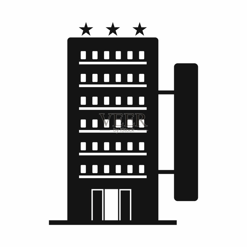 酒店建筑黑色简约图标图标素材