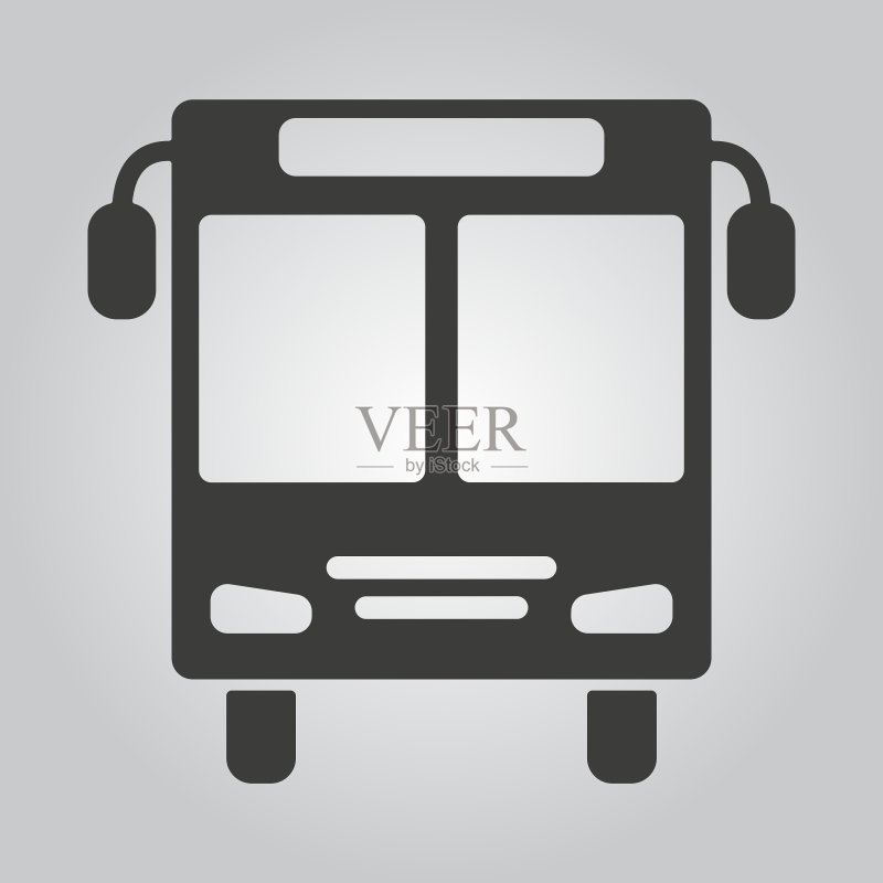 公交车图标公共交通站点标志扁平风格图标素材