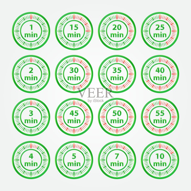 抽象计时器集合 - 绿色计时器图标图标素材