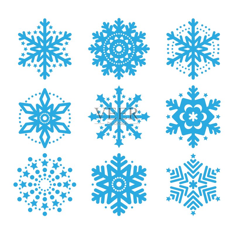 雪花冬季蓝色图标集图标素材