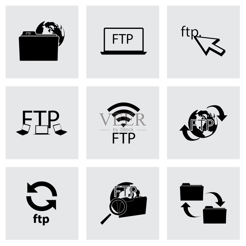 黑色FTP图标合集图标素材