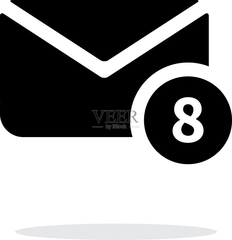 白色背景上的带数字图标的邮件图标素材