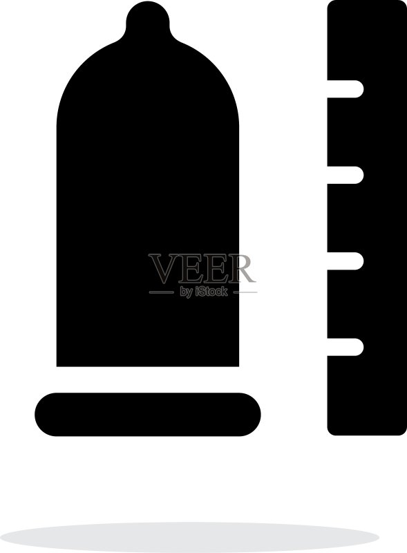白色背景上的带标尺图标的避孕套图标素材