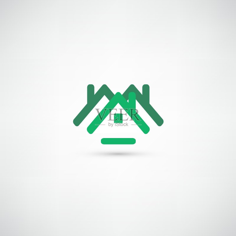 白色背景上的绿色房屋图标图标素材