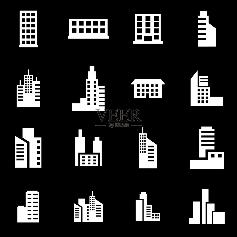 白色建筑图标合集图标素材