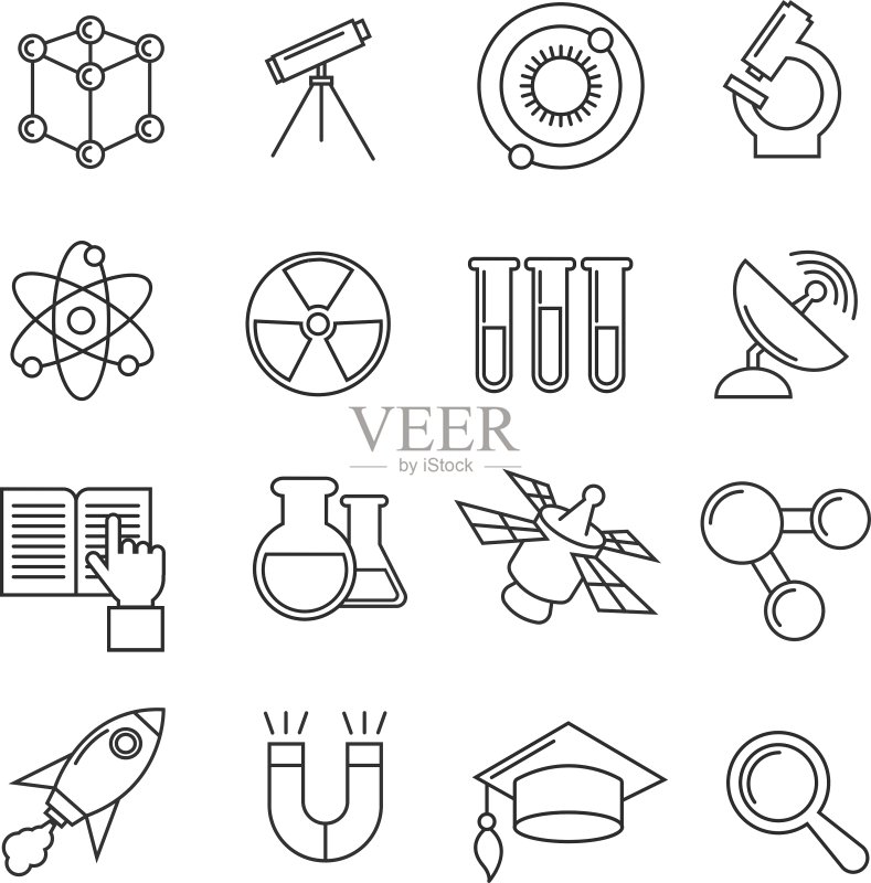 科学细线图标集图标素材