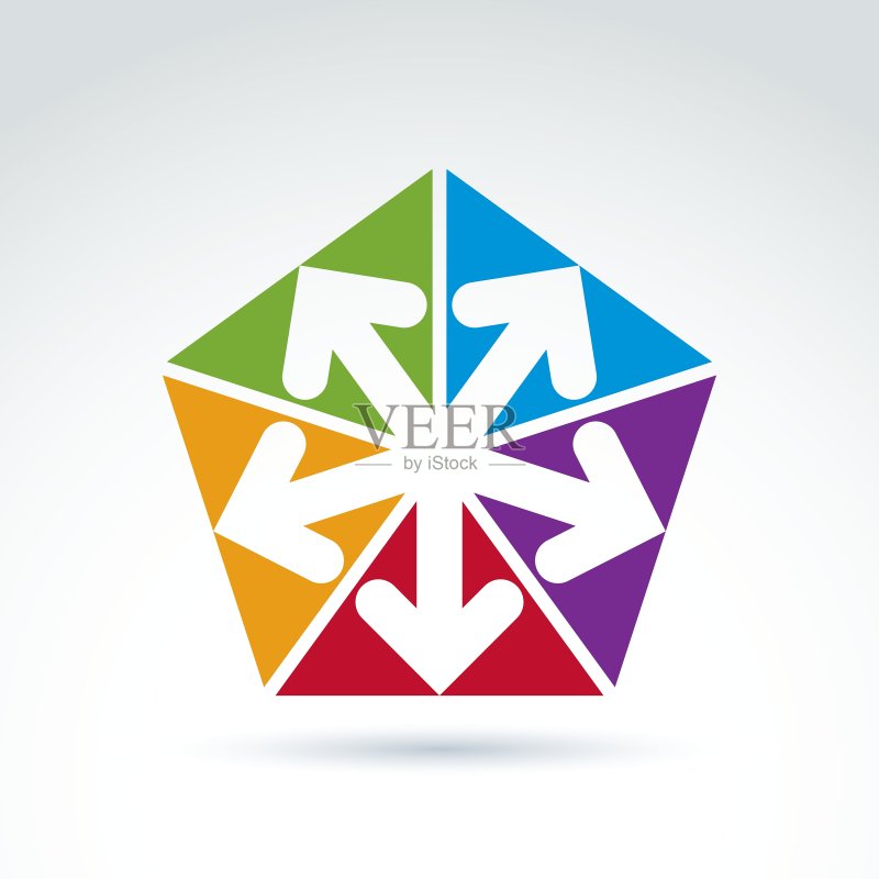 抽象徽章与五向箭头图标素材