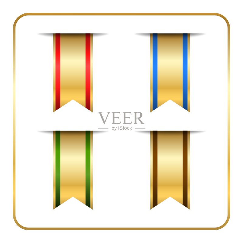 金色书签banner合集图标素材