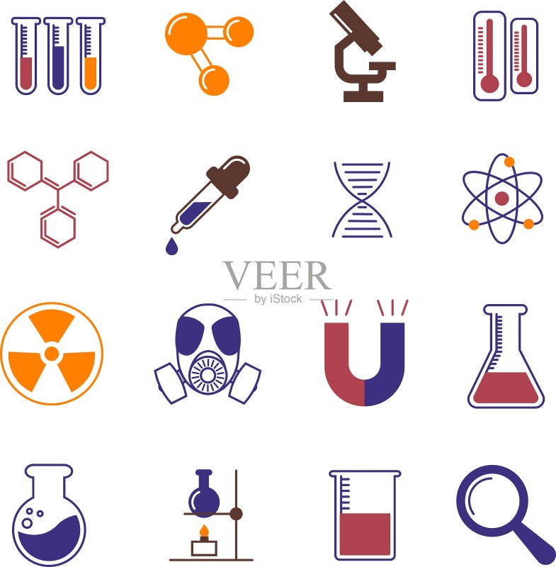 彩色化学研究与科学图标图标素材