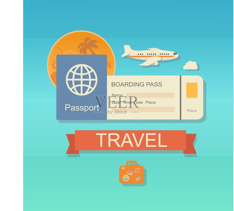 航空公司扁平风格网页图标图标素材