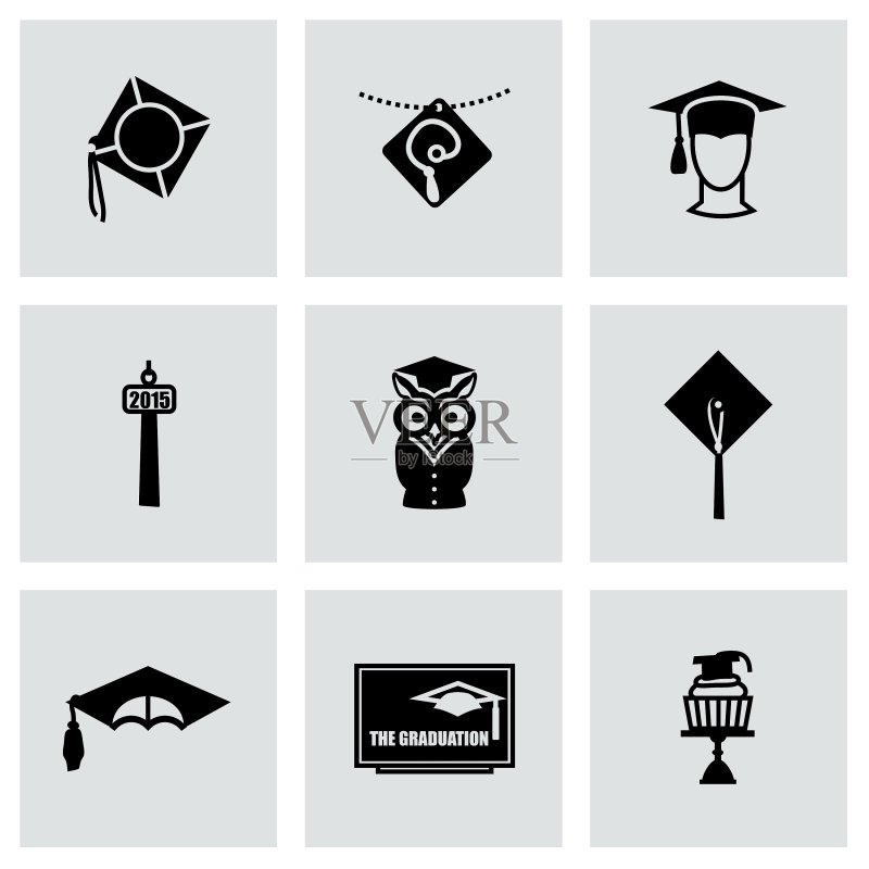 学院帽图标合集图标素材