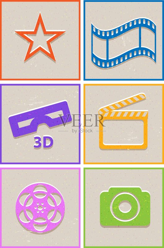 复古纸质电影图标图标素材