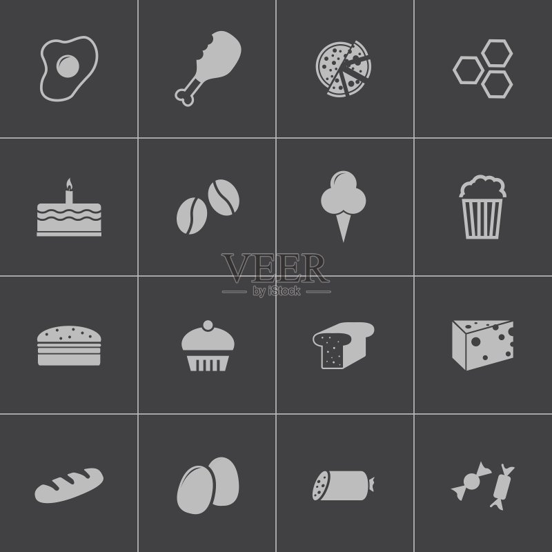 黑色食物图标合集图标素材