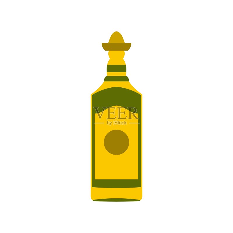 扁平风格的龙舌兰酒瓶图标图标素材