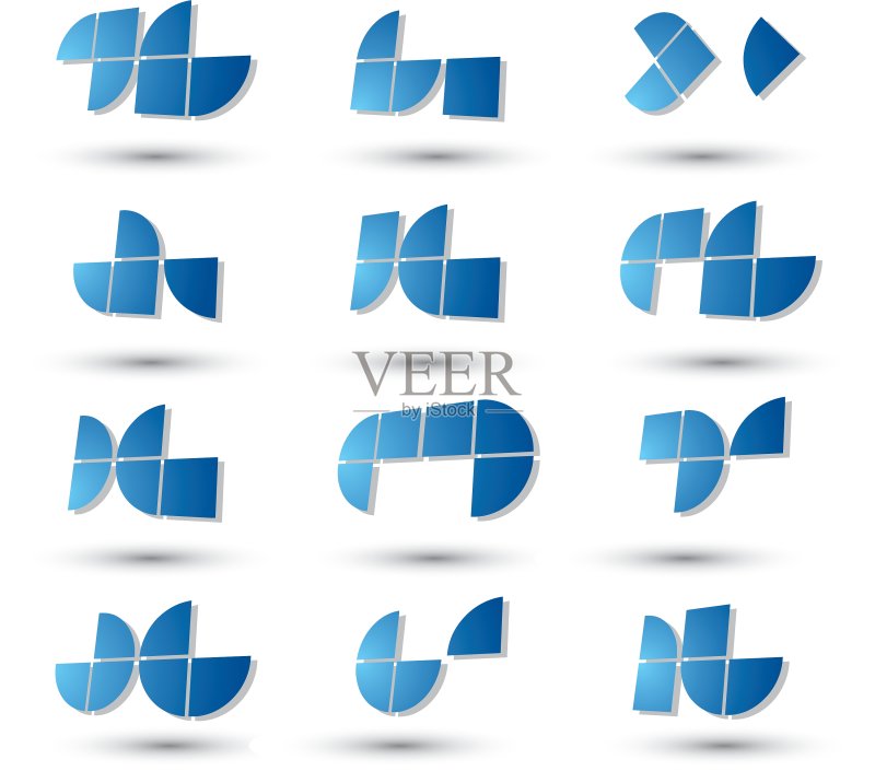 抽象3D几何简约符号集图标素材