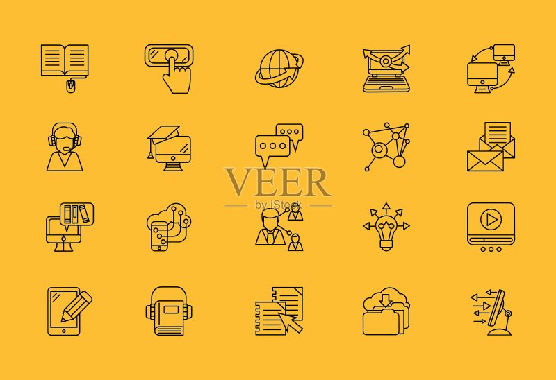 E-learning中的信息传输图标素材