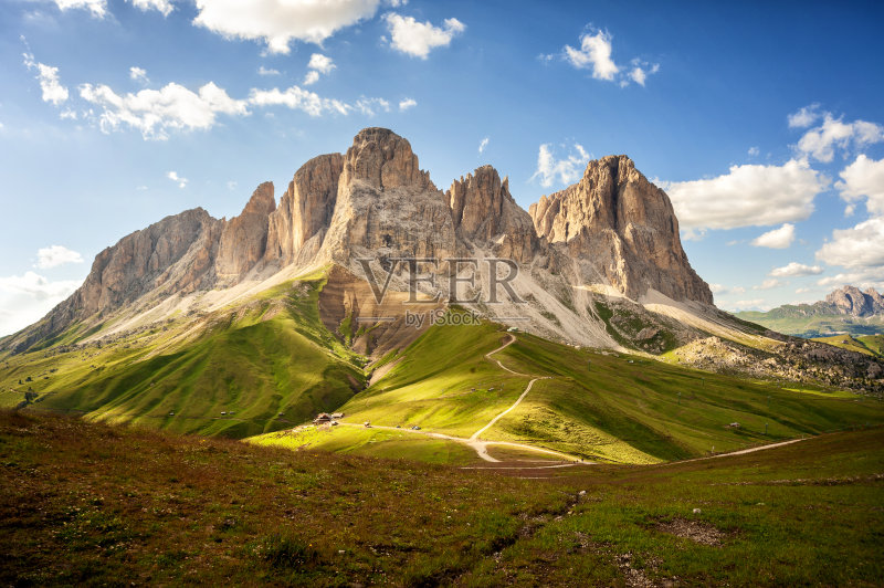 萨斯索尔昂集团见过科德拉上校。多洛米人,法萨瓦尔,意大利特伦蒂诺·阿尔托·阿迪奇正版图片素材