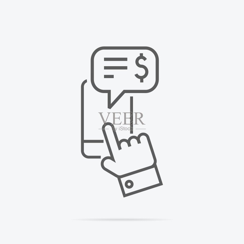 手机上的金融信息线性图标图标素材
