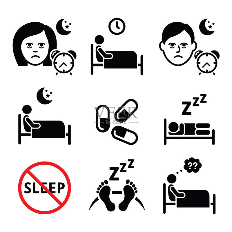 失眠人群睡眠问题图标图标素材