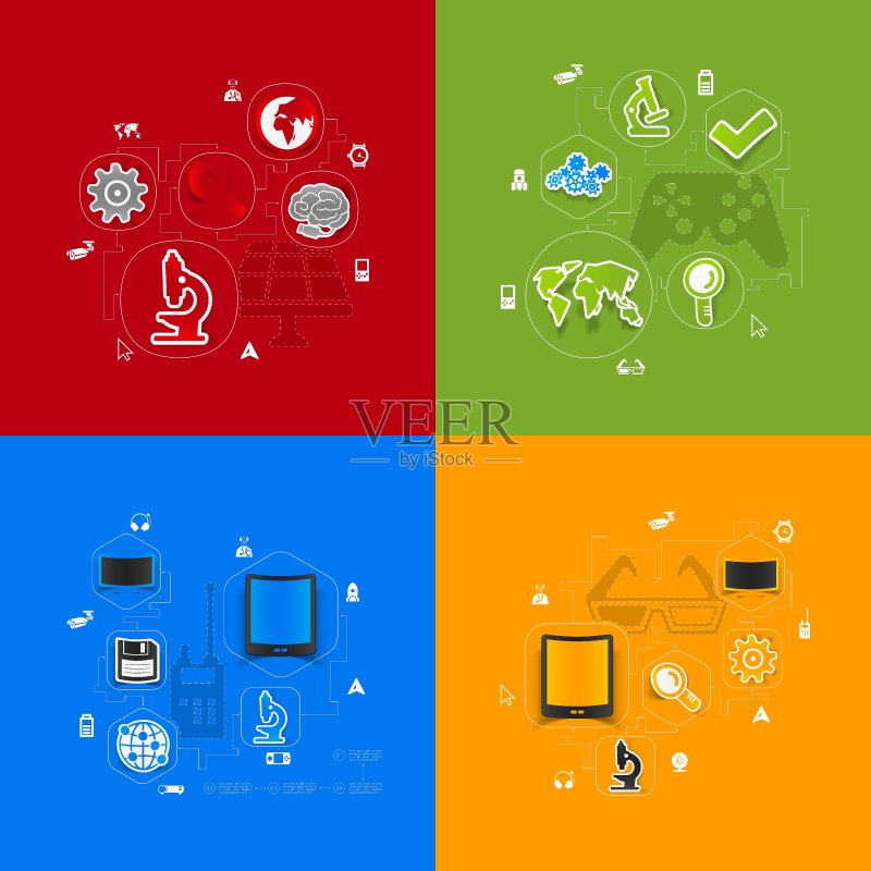 科技贴纸信息图图标素材