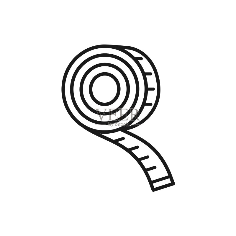 时尚扁平风格卷尺图标图标素材