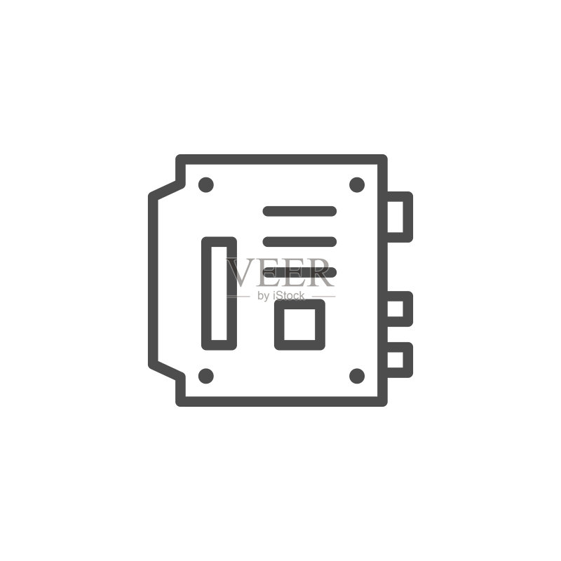 电脑主板线条轮廓图标图标素材