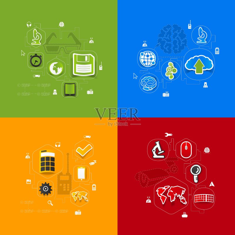 科技贴纸信息图图标素材