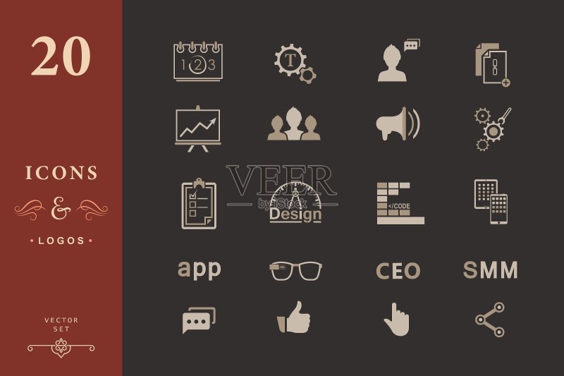 现代App SEO SMM图标合集图标素材
