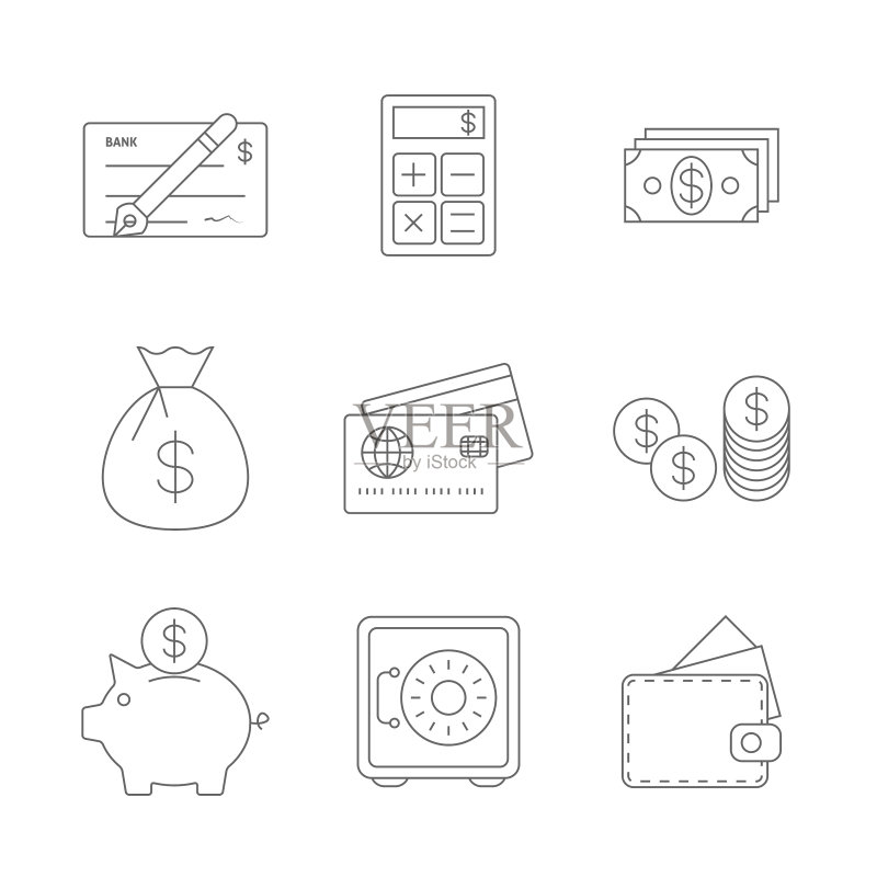 金融图标线条图标素材
