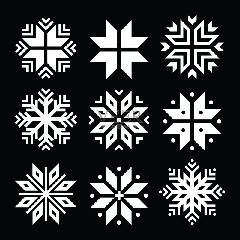 雪花圣诞节白色图标集图标素材