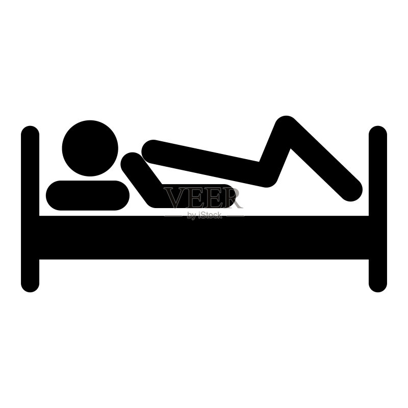 在床上的火柴人图标素材