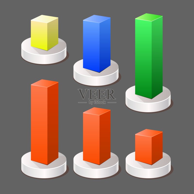 现代抽象3D图表信息图颜色图标素材