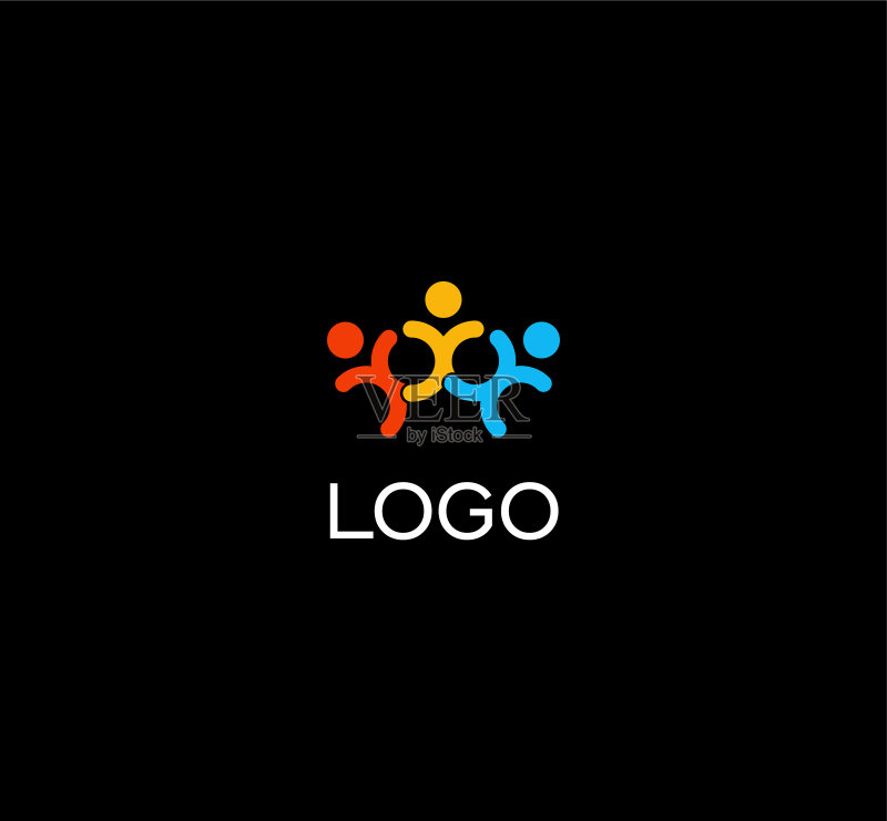 牵手人物剪影Logo图标素材