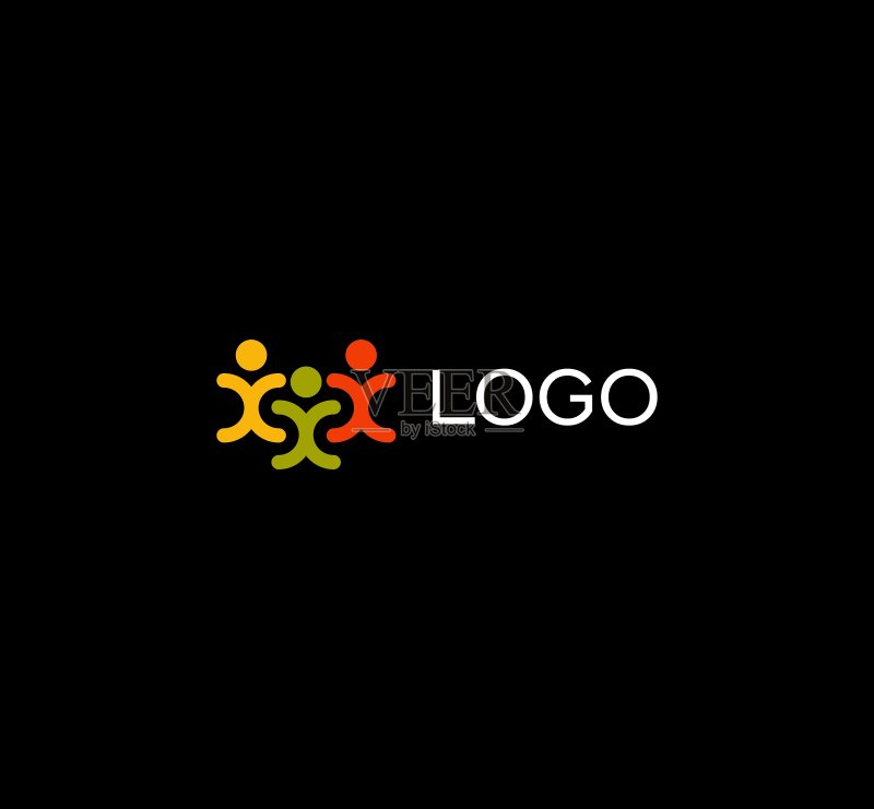 牵手人物剪影Logo图标素材