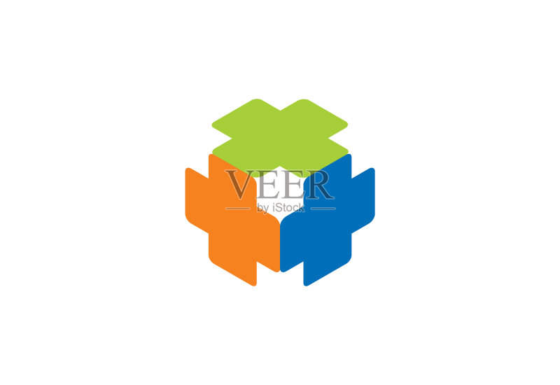 拼图加交叉着色logo图标素材