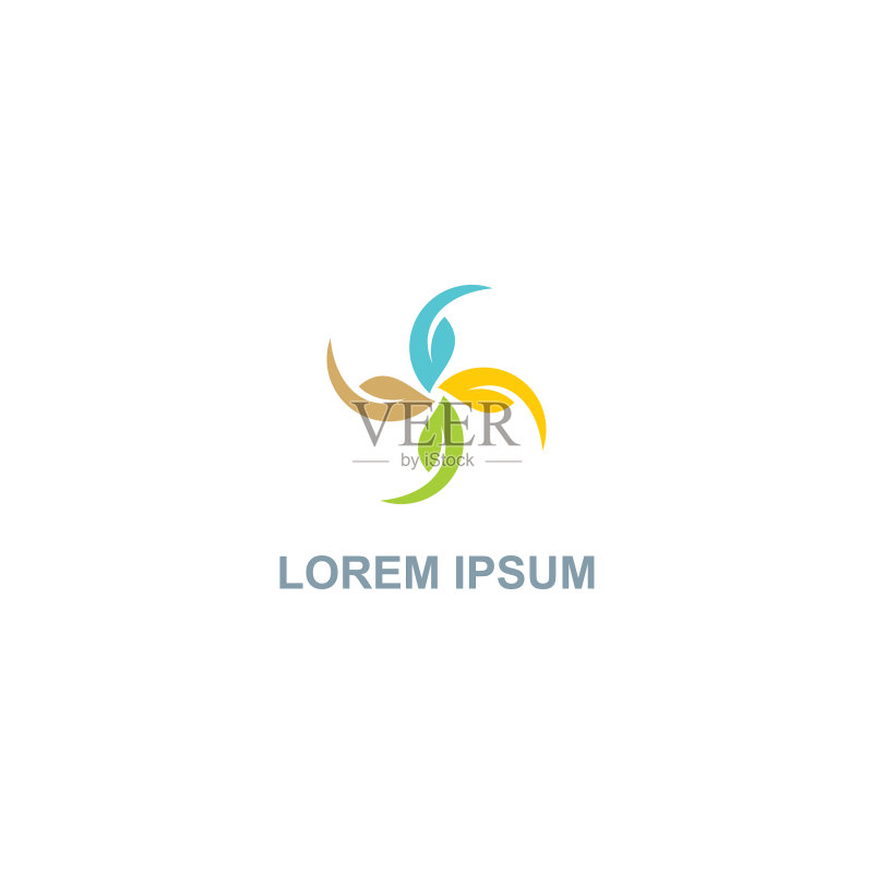 彩色树叶圆形Logo图标素材