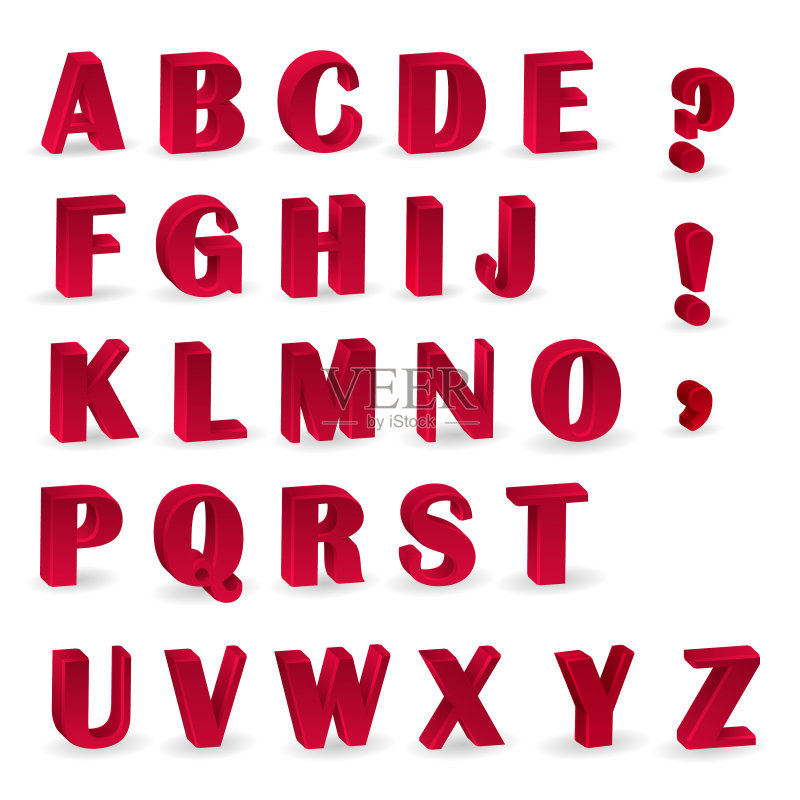 红色字母数字3D字母图标素材