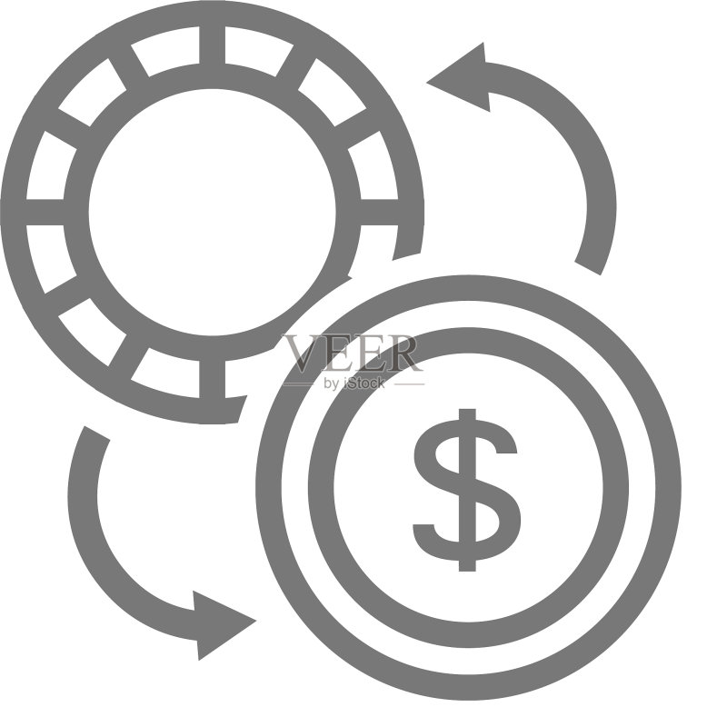 简约货币转换器线条图标符号图标素材