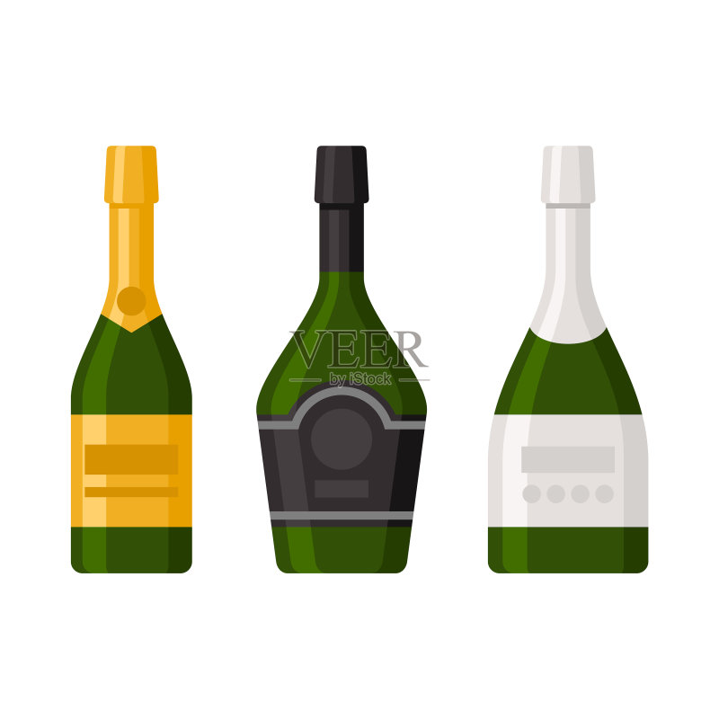 白色背景上的香槟酒瓶图标素材