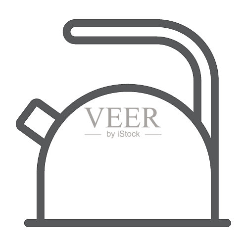 水壶线条图标厨房和烹饪茶壶标志图标素材