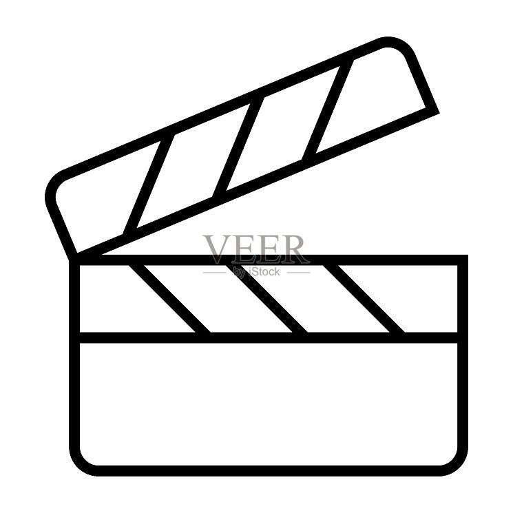 电影场记板线条图标,电影制作图标素材