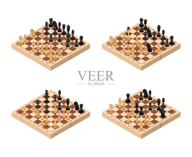 国际象棋套装2.5D视图图标素材