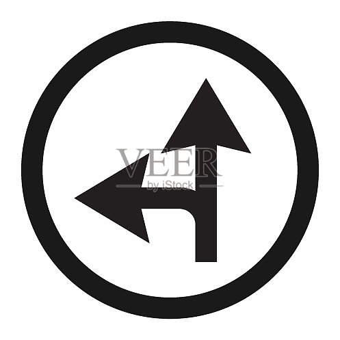 前方或左转标志线图标图标素材