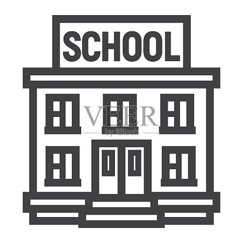 学校建筑线性教育图标图标素材