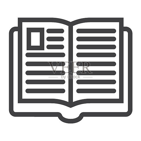 打开的书本线条图标教育和学校图标素材