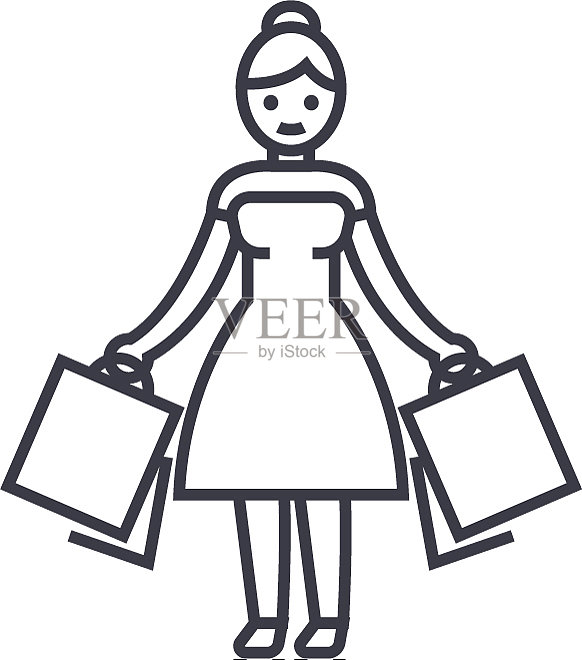 女人购物线性图标符号图标素材