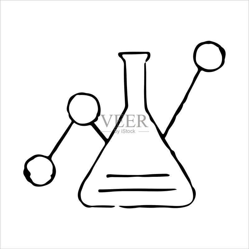 手绘烧瓶化学反应涂鸦图标图标素材