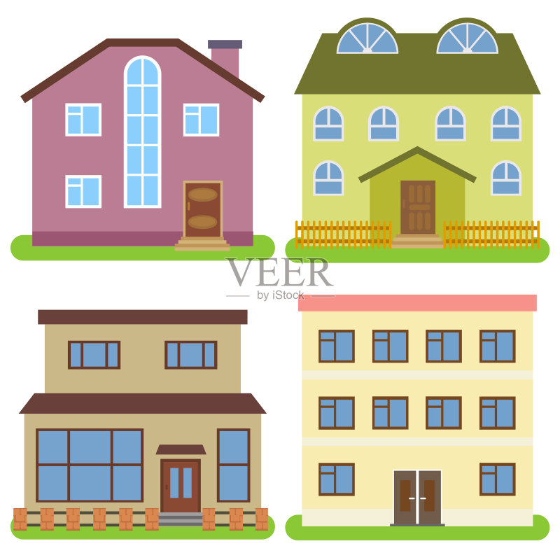 四栋私人住宅图标素材